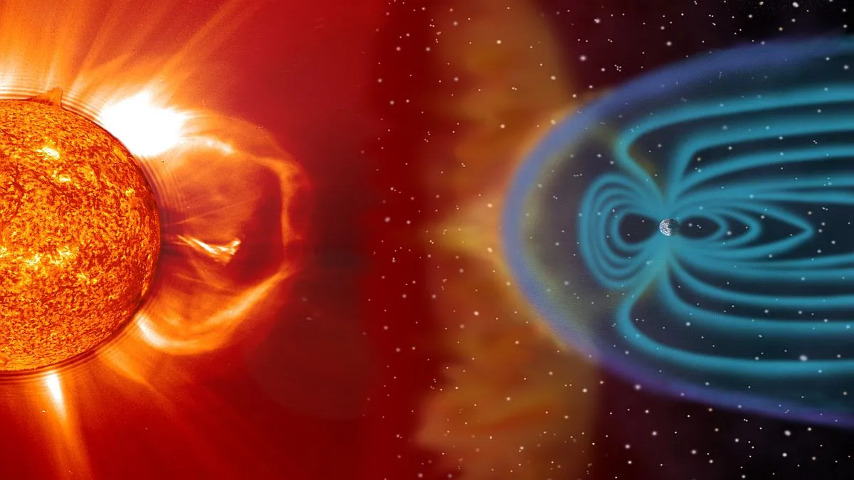 Tormenta solar en paneles solares